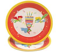 10 Assiettes en carton rondes, 23 cm - Super-héros
