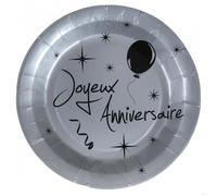 10 assiettes jetables joyeux anniversaire