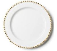 10 assiettes réutilisables perles dorées 26cm - decorline 4758 Jaune G