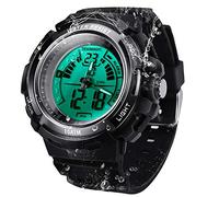 10 ATM Lumineux Montre étanche de plongée sous-Marine Chronomètre Submersible, Supporte l'affichage du Double Fuseau Horaire, Format 12/24 Heures, Mouvements Numériques et Analogiques