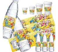 10 autocollants de tasse Pokémon Pikachu, autocollants transparents en verre, convenant pour les bouteilles d'eau, les boîtes de conserve en verre 3D imperméables aux UV DTF, l'emballage de boîtes de