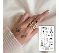 10 Autocollants De Tatouage Temporaire Imperméables Avec De Courtes Phrases En Anglais, Représentant Des Fleurs Et Des Papillons ; Des Tatouages Frais Et Réalistes.
