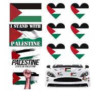 10 Autocollants Set Drapeau Palestine, 6 Autocollants Cœur Palestine + 4 Stickers Voiture Drapeau Palestinien, Résistant aux Intempéries & Protection UV | Set de Stickers
