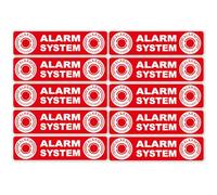 10 autocollants Système d’alarme 12 x 3 cm | Rouge | Attention, protégé par alarme | Fenêtre, porte, bâtiment, garage, voiture | Autocollant extérieur | hin046
