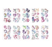 10 autocollants tatouages temporaires licorne pailletés, parfaits pour les fêtes sur le thème des licornes pour enfants, un adorable cadeau pour les filles, idéal comme cadeau d'anniversaire.