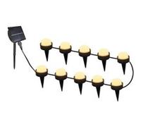 10 mini-spots lumineux solaires à piquer balisage allée SOLIRAY LED blanc chaud 12m