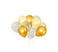10 ballons doré à motifs unis et confettis (Ø18 cm)