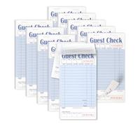 [10 blocs, 50 feuilles/bloc] Bloc de chèques d'invité à une partie pour les restaurants, perforé 1 partie bleu et blanc avec reçu d'invité inférieur pour les commandes de bars, cafés et restaurants