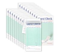 [10 blocs, 50 feuilles/bloc] Bloc de chèques d'invité à une partie pour les restaurants, perforé 1 partie verte et blanche avec reçu d'invité inférieur pour les commandes de bars, cafés et restaurants