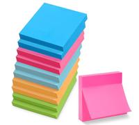 10 Blocs de Notes Autocollantes, 76 x 76 mm Sticky Notes, 100 Feuilles par Bloc, 5 Couleurs Vives, Notes Adhésives Amovibles pour le Bureau, les Études, la Planification et la Maison