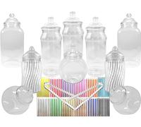 10 bocaux à bonbons assortis en plastique, 2 pinces, 50 sachets à bonbons - style victorien vintage magasins à bonbons buffet kit pour une fête