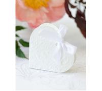 PartyDeco Boîtes à dragées Cœur blanc en carton 10 x 9 x 3 cm - Lot de 10