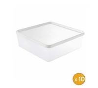 10 Boîtes Alimentaires hermétiques carrées 2,5 litres
