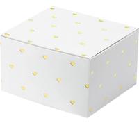 10 boîtes cadeaux blanches imprimées avec des cœurs dorés, en papier