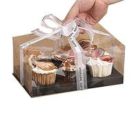 10 boîtes cadeaux transparentes à 6 trous | Grande boîte transparente à cupcakes | Insert en blanc ou noir | Compatible avec les moules à muffins et cupcakes (23,9 x 17 x 9,9 cm) (Noir)