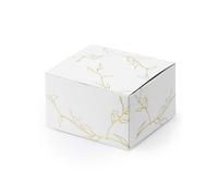 10 BOITES CARTON BLANC BRANCHES DORÉES 6X3.5X5.5CM