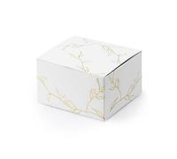 10 BOITES CARTON BLANC BRANCHES DORÉES 6X3.5X5.5CM