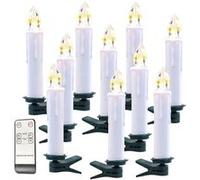 10 bougies à LED sans fil avec télécommande - Blanc