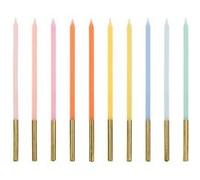 10 bougies fines cire base or métal 14cm coloré - générique scd-3-000 Multicolore G
