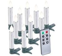Bougies LED pour sapin de Noël avec télécommande - Lunartec - Argent - 10 ampoules - Intérieur