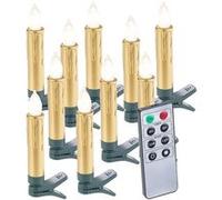 Lunartec 10 bougies LED pour sapin de Noël avec télécommande - coloris Or