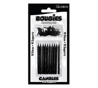 BOUGIE PAILLETEE NOIR AVEC SUPPORT (x10) AANIVERSAIRE GATEAU FETE SURPRISE