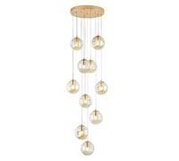 10 boules de verre lustre escalier longue suspension, lustres foyer pour hauts plafonds duplex bâtiment grand lustre salon-or 45x200cm