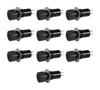 10 bouton NA normalement ouvert diamètre 18 mm, noir, unipolaire, rond, trou de montage 12 mm M12, fixation à vis avec virole, panneau 12 V 220 V 1 A, contacts à souder, micro, mini, non champignon