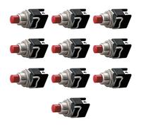 10 bouton NC normalement fermé diamètre 10 mm, rouge, unipolaire, rond, trou de montage 12 mm M12, fixation à vis avec virole, panneau 12 V 220 V 4 A, contacts à souder, micro, mini