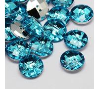 10 BOUTONS Acrylique STRASS Bleu Clair 2 trous rond diamètre 13 mm - creation couture DIY