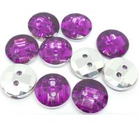 10 BOUTONS Acrylique STRASS Violet 2 trous rond diamètre 10 mm - creation couture DIY