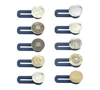 10 boutons d'extension de ceinture, rallonges de boutons, boutons en denim, rallonges de boutons élastiques en métal, adaptés aux jeans, pantalons et jupes.