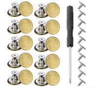 10 Boutons Métal Jeans 17mm 20mm Base Renforcée | Solid Brass, Screw-on Design, Includes Screwdriver, For Jeans Jackets Bags, Adjustable Waist Fit