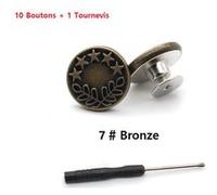 10 Boutons Pressions Jeans Etoile 17mm Couleur Bronze + 1 Tournevis G