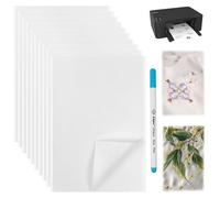 10 Broderie Soluble Stabilisateur, Papier Broderie Soluble, A5 Tissu Non Tissé Auto-Adhésif Stabilisateur Broderie avec Marqueur, Stabilisateur Broderie pour Broderie à La Main & Broderie à La Machine