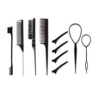 10 Brosses Cheveux Nylon Pour Salon, Brosse Double Face Pour Bords, Outils De Finition Des Cheveux, Peigne Lisse Pour Le Soin Des Cheveux, Avec Pinces En Bec De Canard Pour Femmes Et Filles (Noir)