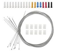 10 Câble de Dérailleur Vélo 2 m, 1,2 mm en Acier | Câble de Changement de Vitesse de Vélo avec 10 Embouts Argentés, 8 Embouts Colorés et 10 Joints Toriques Silicone pour VTT