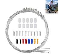 10 Câbles de Universel Dérailleur Vélo 2 m x 1,2 mm pour VTT et Route | Kit Câble de Vitesse en Acier avec 10 Embouts Argentés, 8 Embouts Colorés et 10 Joints Toriques, pour Vélo Urbain