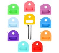 10 Capuchons Protection pour Clés, 2,6cm Couvre Clés Extensibles Silicone Souple Protecteurs Tête Identifiants avec Papier D'étiquette pour les Types Standard Maison Bureau (10 Couleurs)