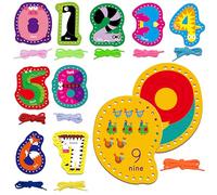 10 Cartes à lacer avec chiffres, 0 à 9, double face, avec 10 lacets colorés, Jeux et jouets de laçage pour le développement de l'imagination, activité éducative et d'apprentissage pour les enfants