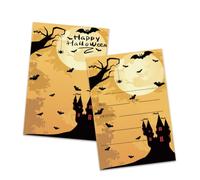 10 Cartes d‘invitation Halloween, Château Spooky, Chauves-souris, Araignées, Idéal pour Une Chasse Aux Bonbons et Une Fête Halloween