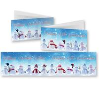 10 Cartes De Noël Amusantes En Set Avec Enveloppes: Format Déplié 42 X 10,5 Cm (Xl Panorama), Cartes Pliantes Multilingues Avec Des Motifs Drôles De Bonhommes De Neige (11158)