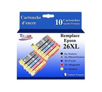 10 Cartouches Compatibles avec Epson T2621 / T2631 / T2632 / T2633 / T26234 T3AZUR