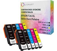 10 Cartouches d'encre Compatible 26xL T2621 T2631 T2632 T2633 T2634 pour EPSON Expression Premium Ours Polaire