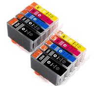 NM-Print Lot de 10 cartouches d'encre compatibles avec puce et indication de niveau pour Canon Pixma IP4200 IP4300 IP4500 IP5200 IP5300 IP5400 MP500 MP530 MP600 MP610 MP800 MP810 équivalentes des PGI-5BK CLI-8BK CLI-8C CLI-8M CLI-8Y