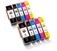 10 cartouches d'encre compatibles pour CANON PIXMA IP3600 IP4600 ip4700 MP540 MP540X MP550 MP560 MP620 MP620B MP630 MP640 MP980 MP990 MX860 MX870 MP 540 550 560 620 630 640 980 990 (compatibles pour 2 x PGI-520BK 2 x CLI-521BK 2 x CLI-521C 2 x CLI-521M 2 x CLI-521Y , AVEC PUCE)