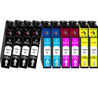 10 Cartouches D'Encre Xl Avec Puce Et Indicateur De Niveau Pour Workforce 2010, Wf Wf-2010 W, Wf-2510Wf De Workforce Wf-7015, 2510, 2520,, Wf-2520Nf De, Wf 2530, Wf-2540,, Wf-2530Wf, Wf-2540Wf, Workf