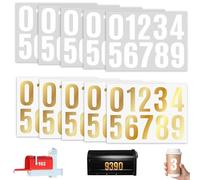 10 Chiffres Autocollants Réfléchissants - Stickers Numéros 0-9 en Vinyle Blanc & Or - Étanches et Auto-adhésifs pour Boîte aux Lettres, Plaque de Maison, Signalisation