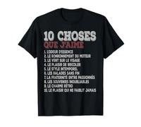 10 Choses Que j’Aime Moteur Essence Style rétro Humour T-Shirt