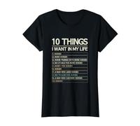 10 Choses Que Je Veux dans la Vie Une écurie drôle T-Shirt Graphique avec Valeur